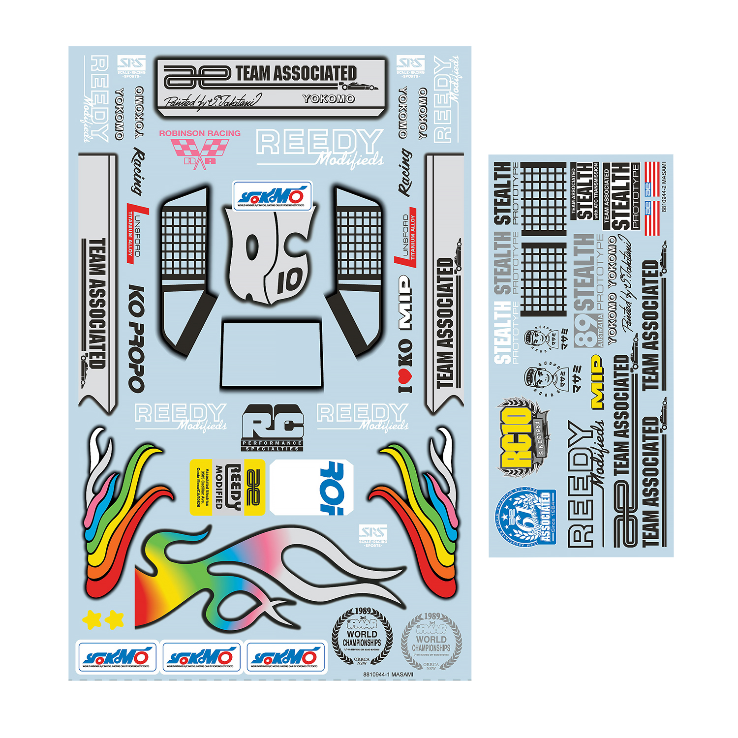 RC10 89 Stealth Car Masami Edition Decal Sheet Associated Electrics